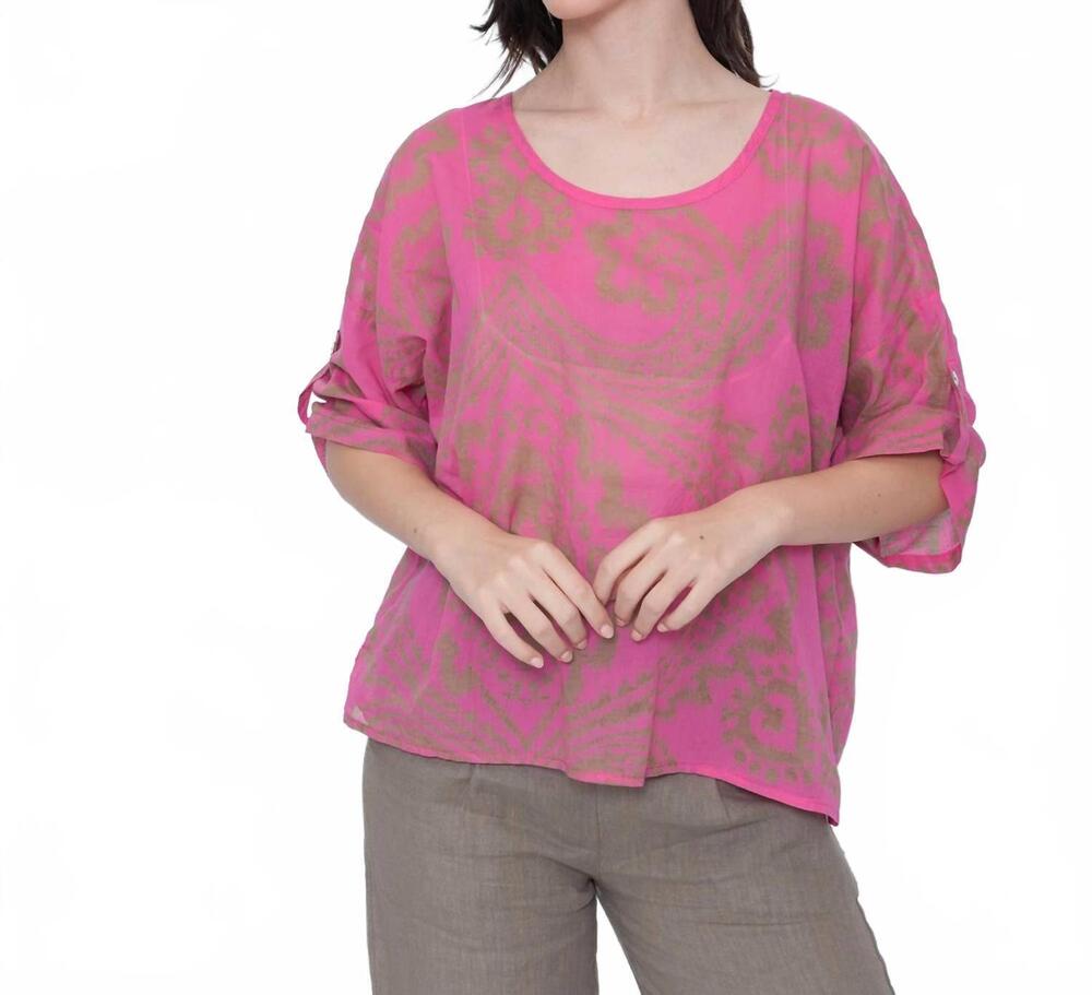 NEW BLUEBERRY breeze top in fuchsia paisley